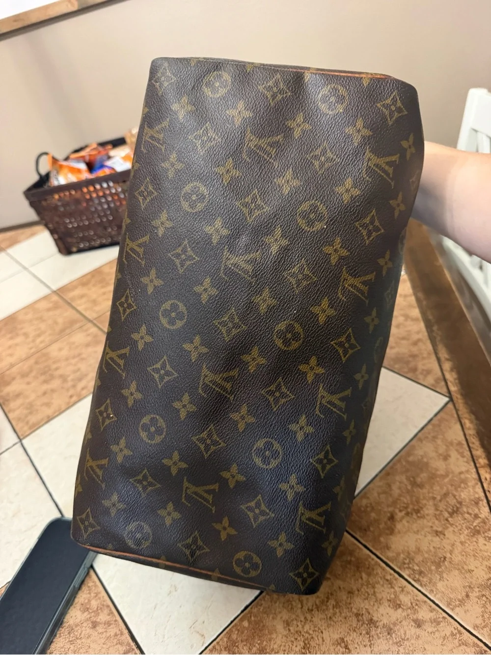 Louis Vuitton Brown Monogram Canvas Duffel Bag with Tan Trim
